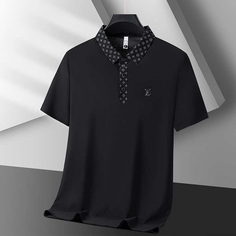 Emblem Placket  Polo Oversized T-Shirt