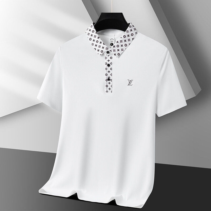 Emblem Placket  Polo Oversized T-Shirt