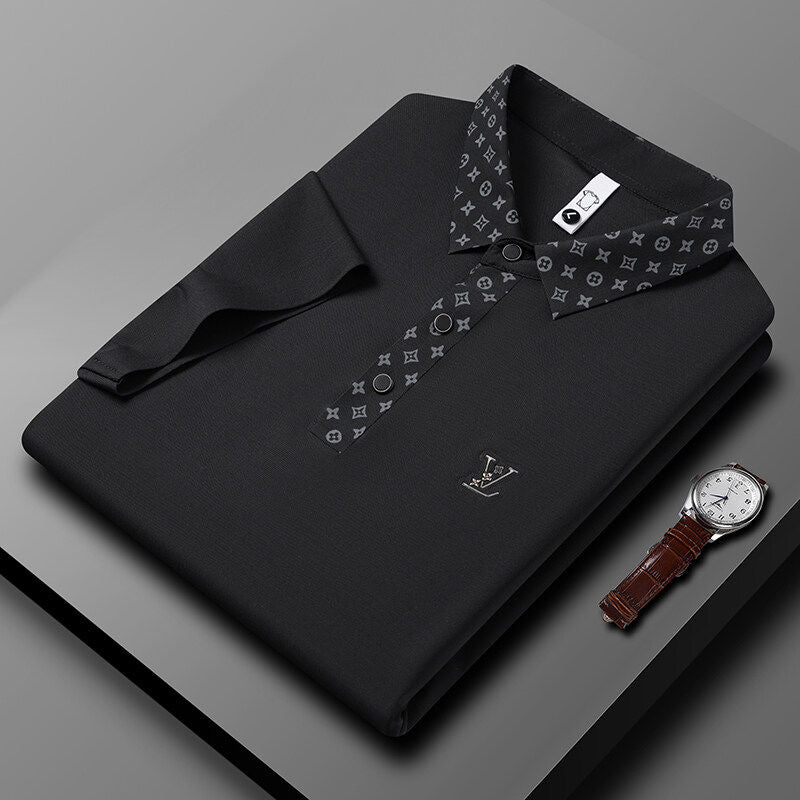 Emblem Placket  Polo Oversized T-Shirt