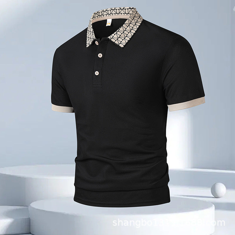 Geometric Crest Collar Polo Oversized T-Shirt