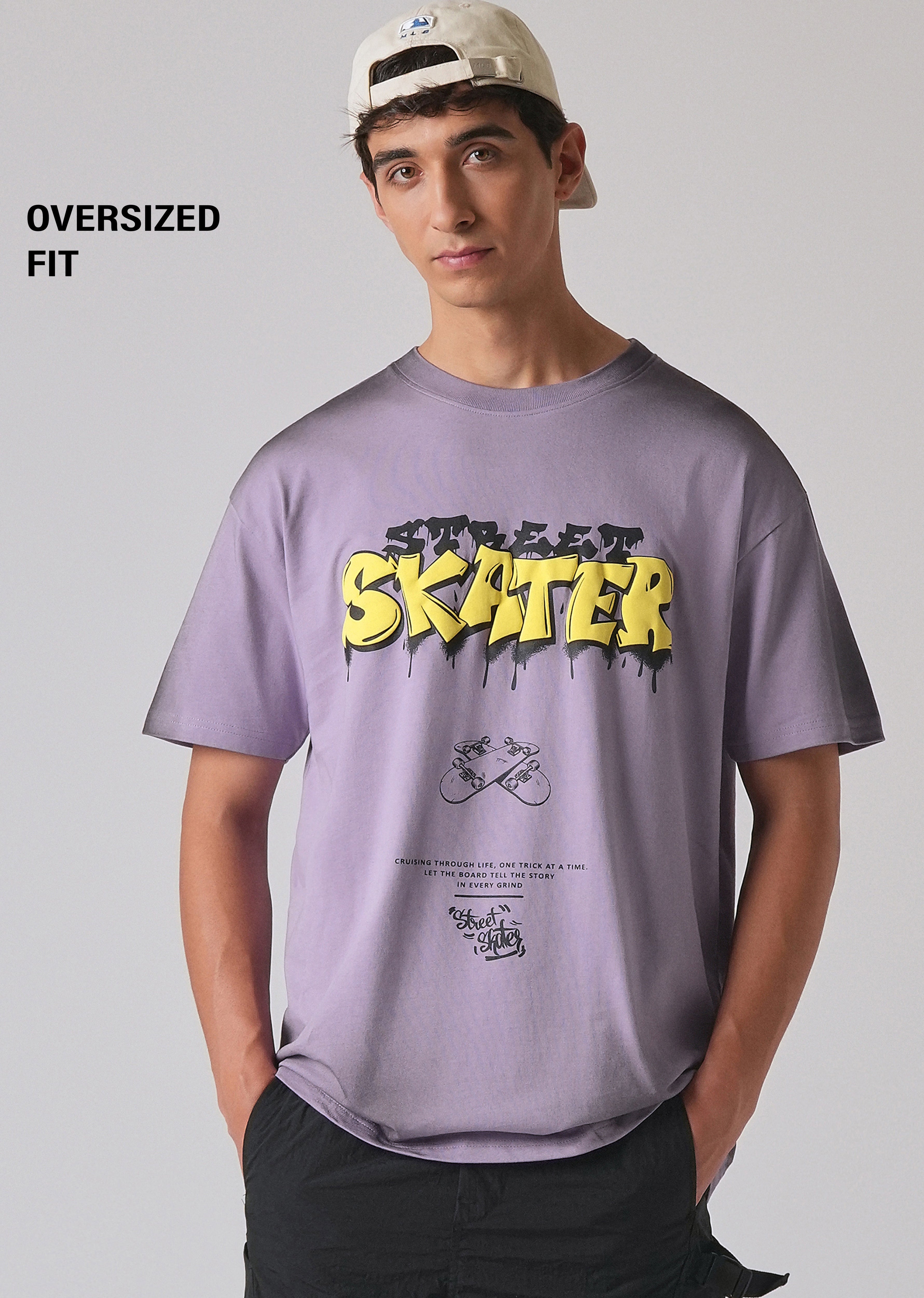 Purple Printed Oversized T-shirt