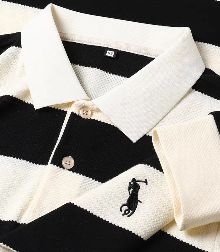 Dominion Stripe Polo Full Sleeve Oversized T-Shirt