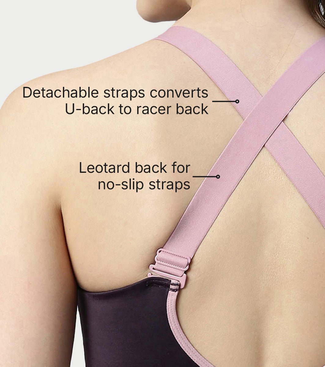 Enamor Innovations Fab-fresh Breathable cup, Women's High Impact Sports Bra - Convertible, Padded, Wirefree, Full Coverage - SB18 (Night Shade)