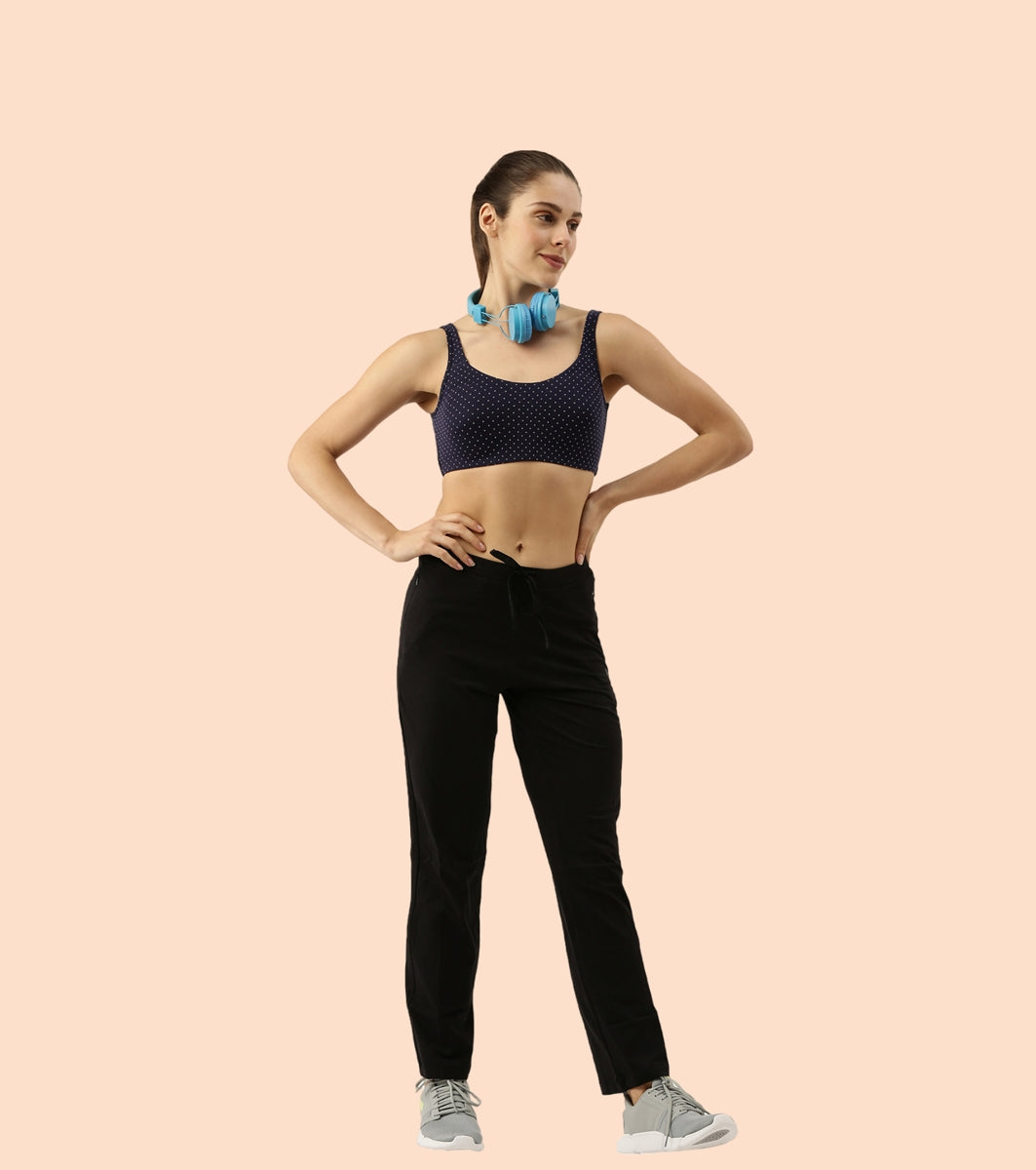 Enamor Low Impact Women's Cotton Everyday Sports Bra - All Day Comfort, Non Padded, Wirefree, High Coverage - SB06 (Ditsy Heart Print)