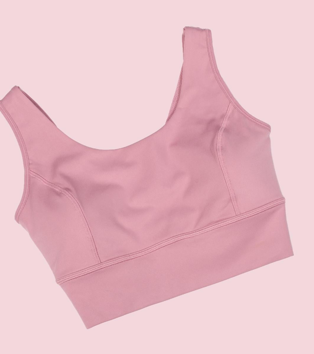 Enamor Sleeveless Crew Neck Crop length Pull On Sports Bra For Women - Hugged Fit, Cut Away Back Detail - A206 (Lilas)